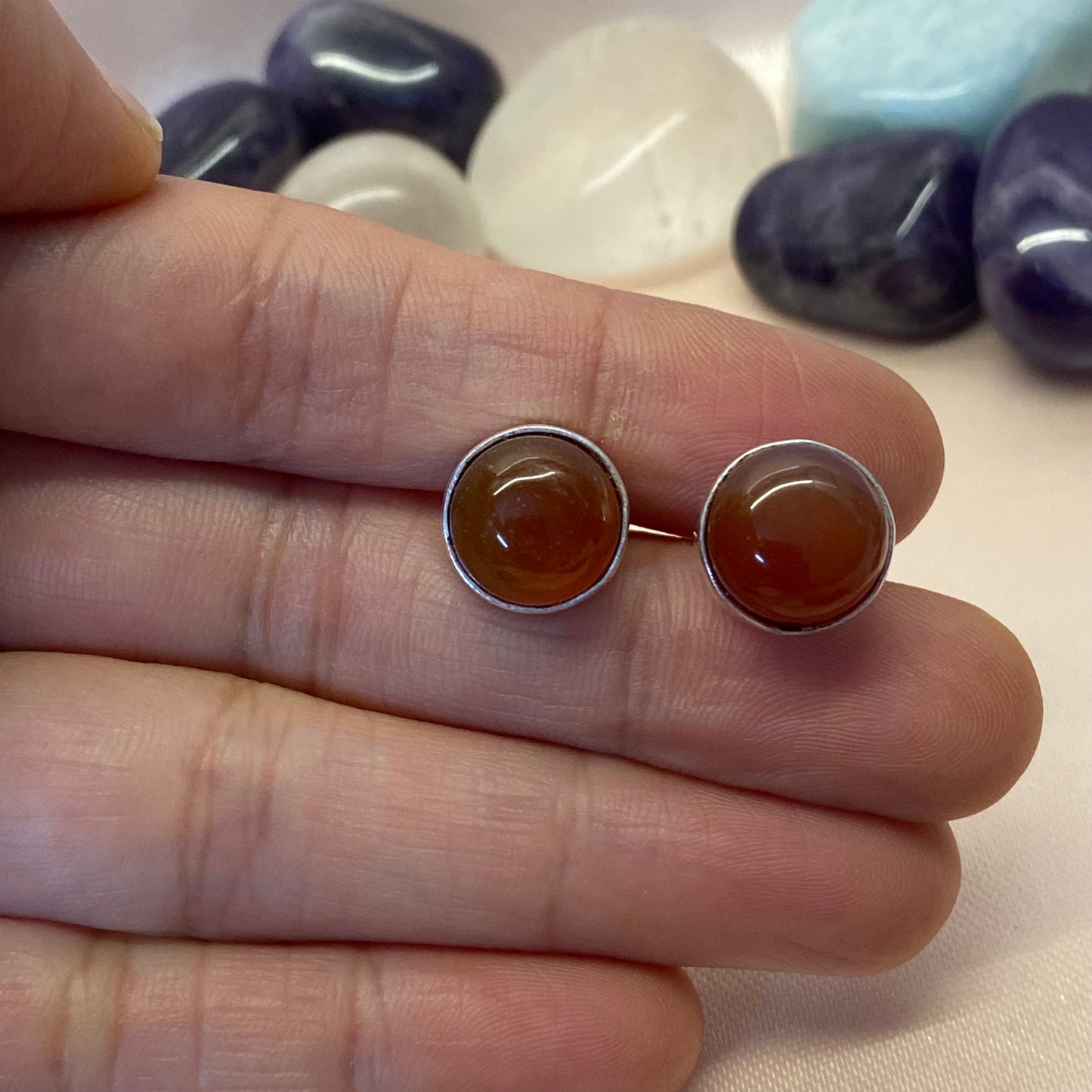 Natural Red Carnelian Studs