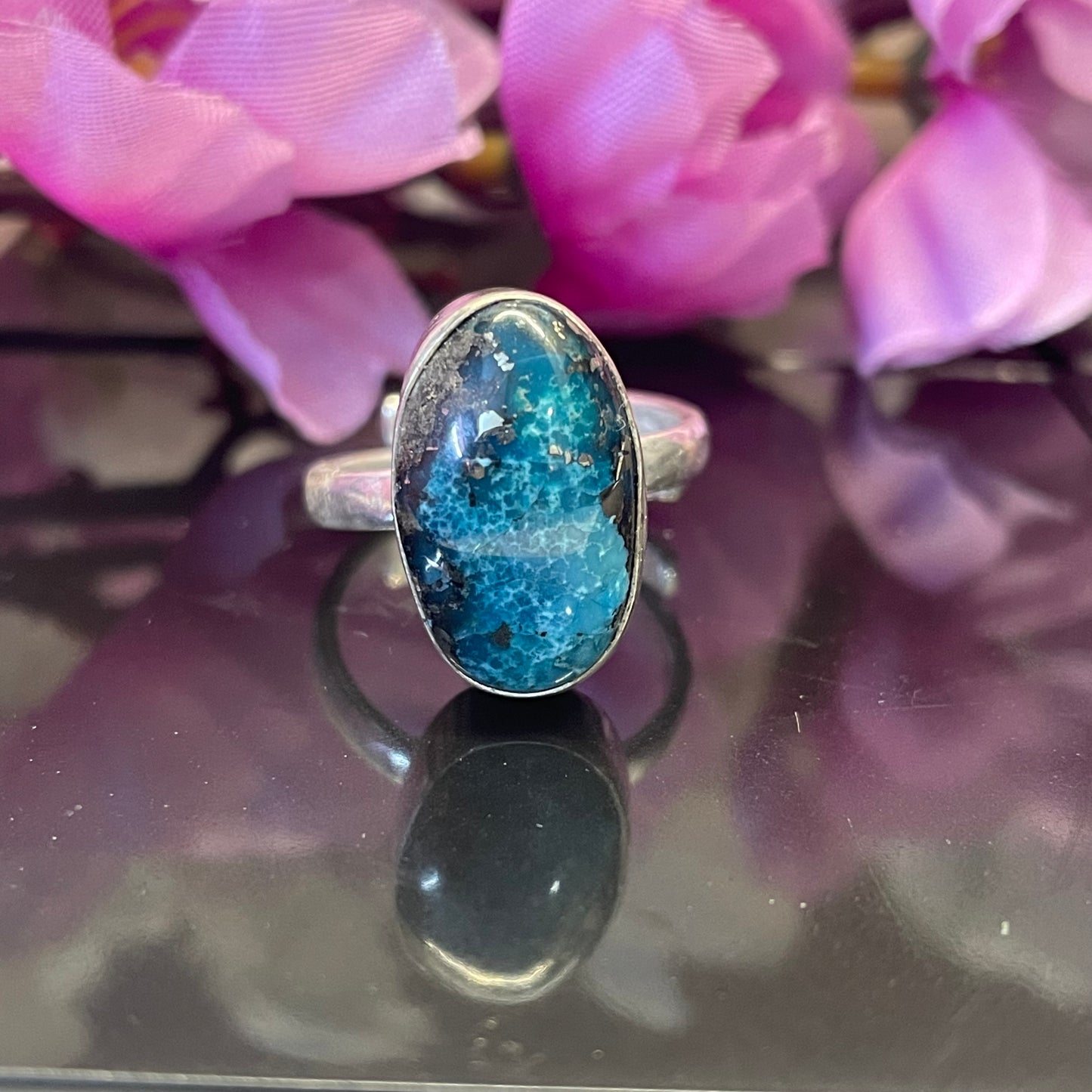 Irani Firoza/ Turquoise German Silver Ring- IF/02