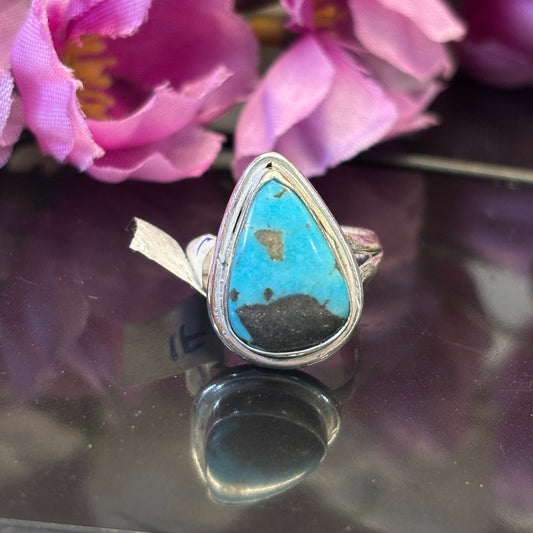 Irani Firoza/ Turquoise German Silver Ring- IF/07