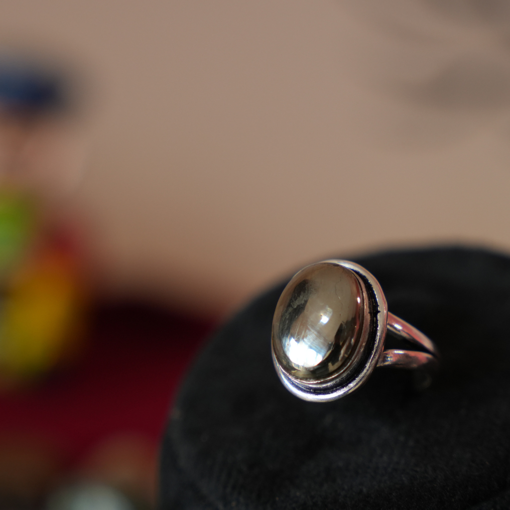 Pyrite Ring Original Natural Oval Polished Adjustable