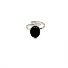 Oval Black Tourmaline German Silver Ring