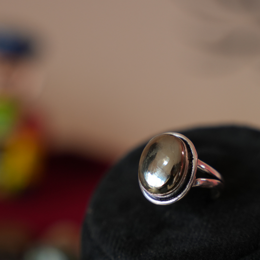 Pyrite Ring Original Natural Oval Polished Adjustable