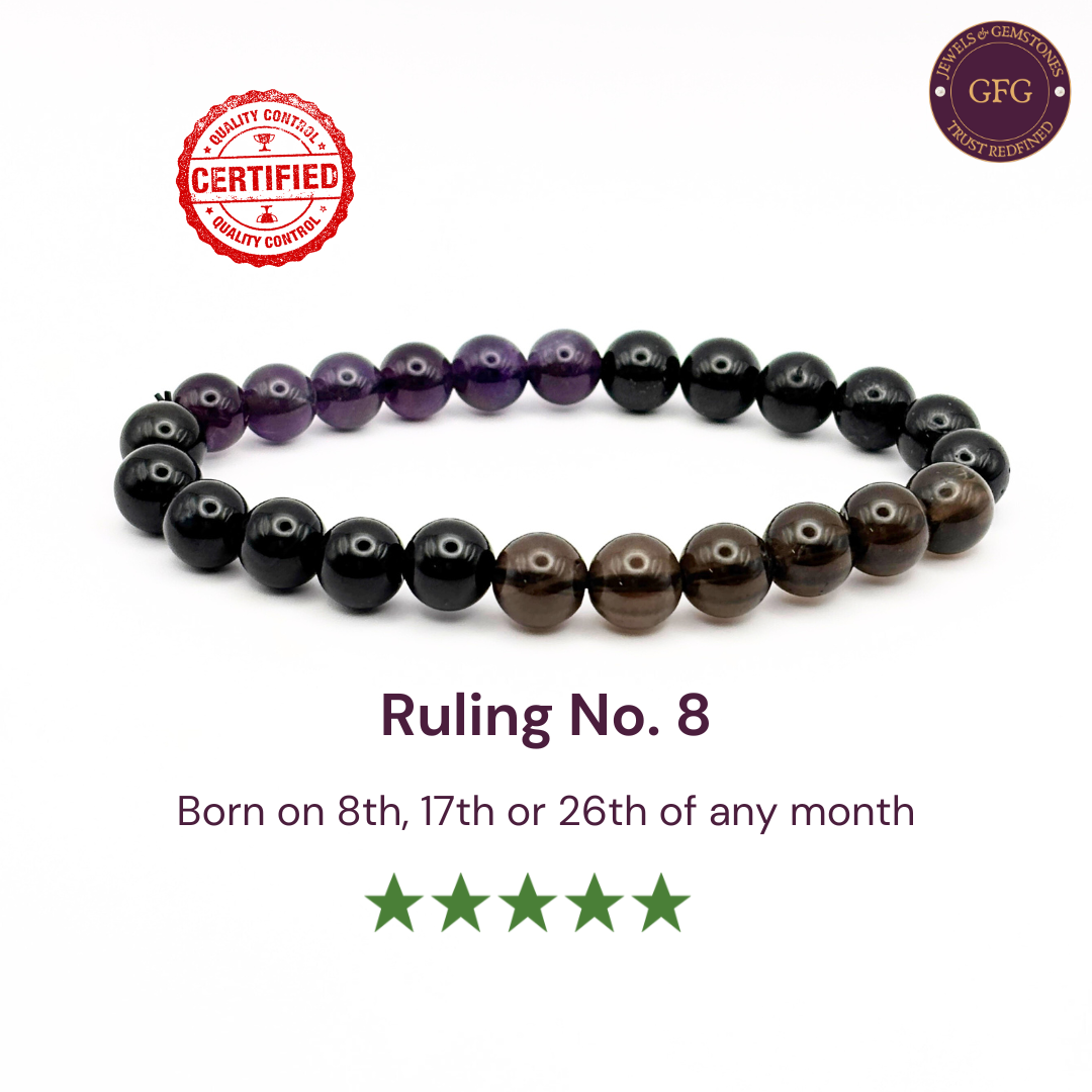 Ruling No. 8 Birthstone Crystal Bracelet- Healing Bracelet- Numerology Bracelet- 8 mm