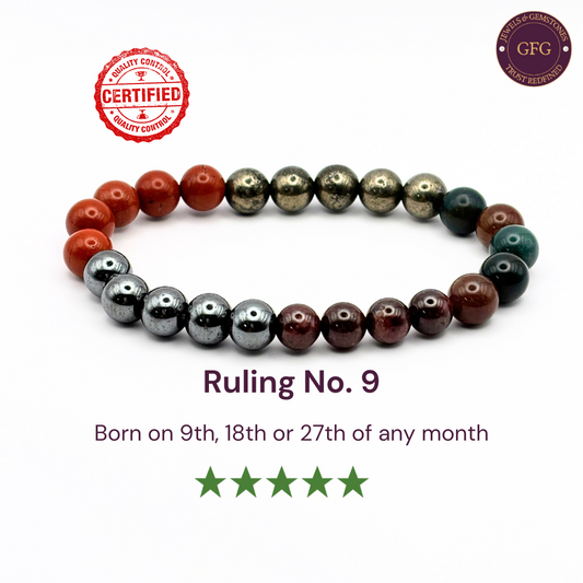 Ruling No. 9 Birthstone Crystal Bracelet- Healing Bracelet- Numerology Bracelet- 8 mm