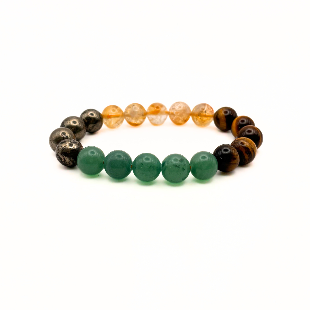 Multicolored beaded bracelet on a white background