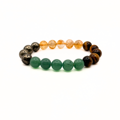 Multicolored beaded bracelet on a white background