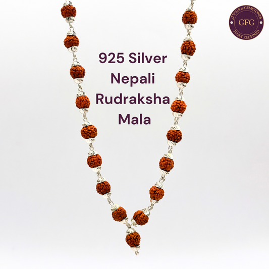 Panchmukhi Nepali Rudraksha 925 Silver Chain