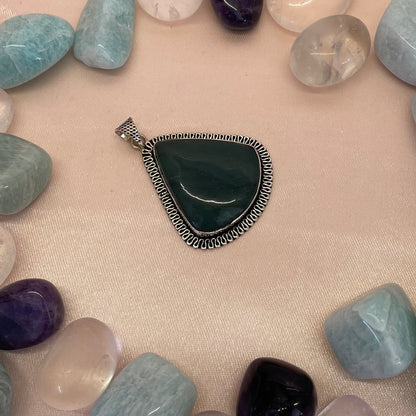 Convex Triangle Green Aventurine Pendant