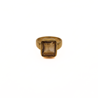 Classic Square Natural Citrine (Premium Stone) Panchdhatu Ring Lab Certified- AAA Quality Stone