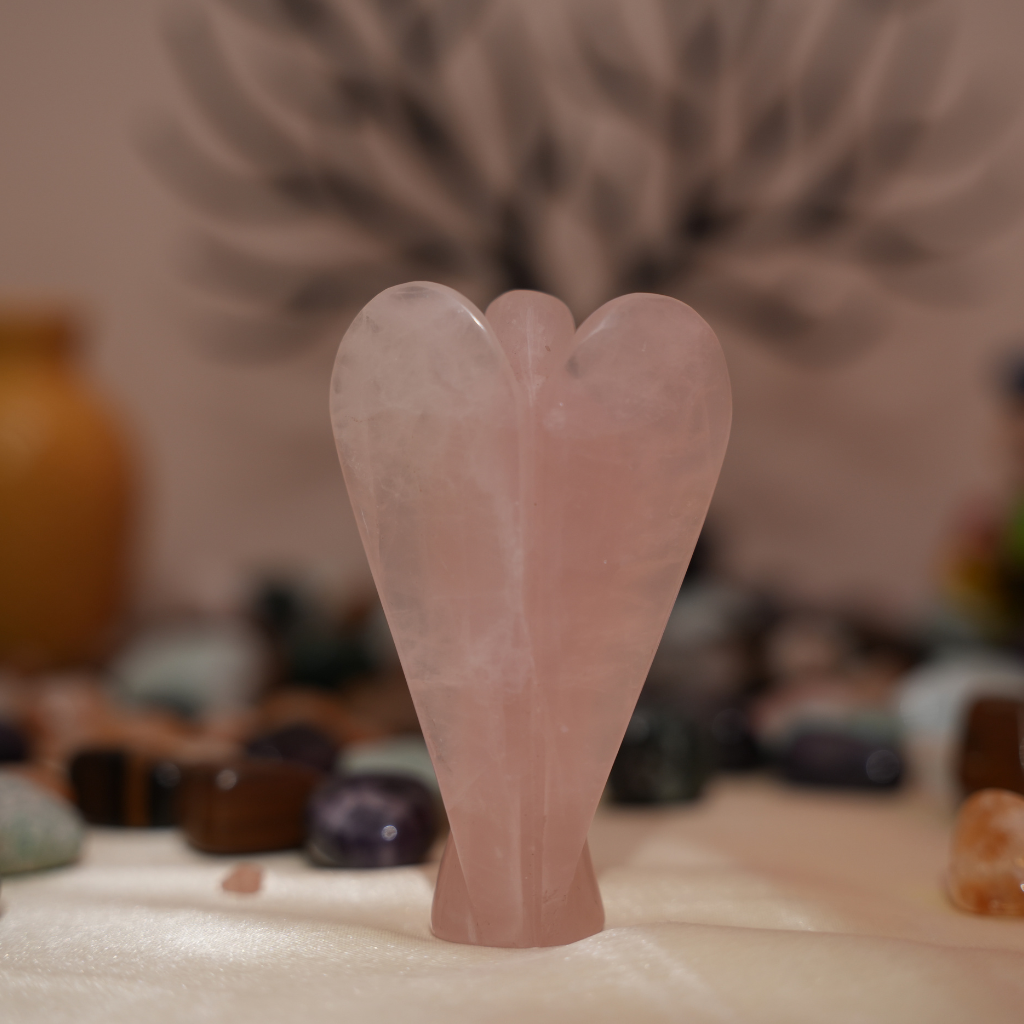 Rose Quartz Crystal Angel - 104gm