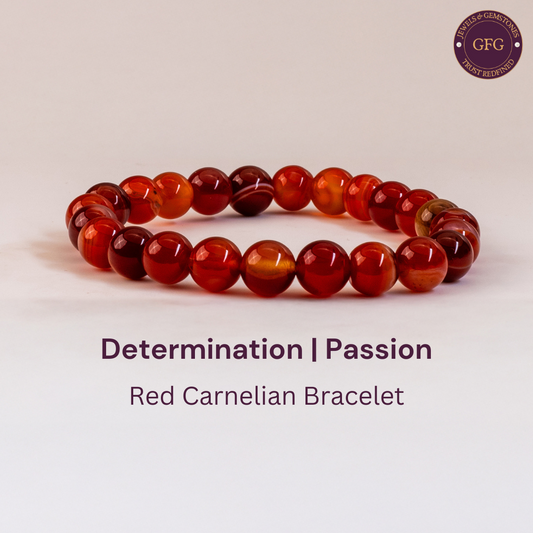 Determination & Passion Bracelet - Red Carnelian Bracelet - 8mm