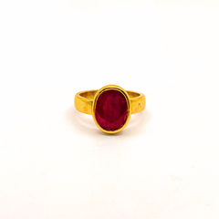Natural Ruby (Manikya) Ring - Panchdhatu - Lab Certified (Real African Ruby Stone)