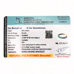 Shrifal Gemological Laboratory Services gemstone identification report for money magnet bracelet