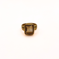 Twinline Square Natural Citrine (Premium Stone) Panchdhatu Ring Lab Certified