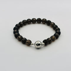 Stability & Grounding Bracelet - Magnetic Emclosure Smoky Quartz Bracelet - 8mm