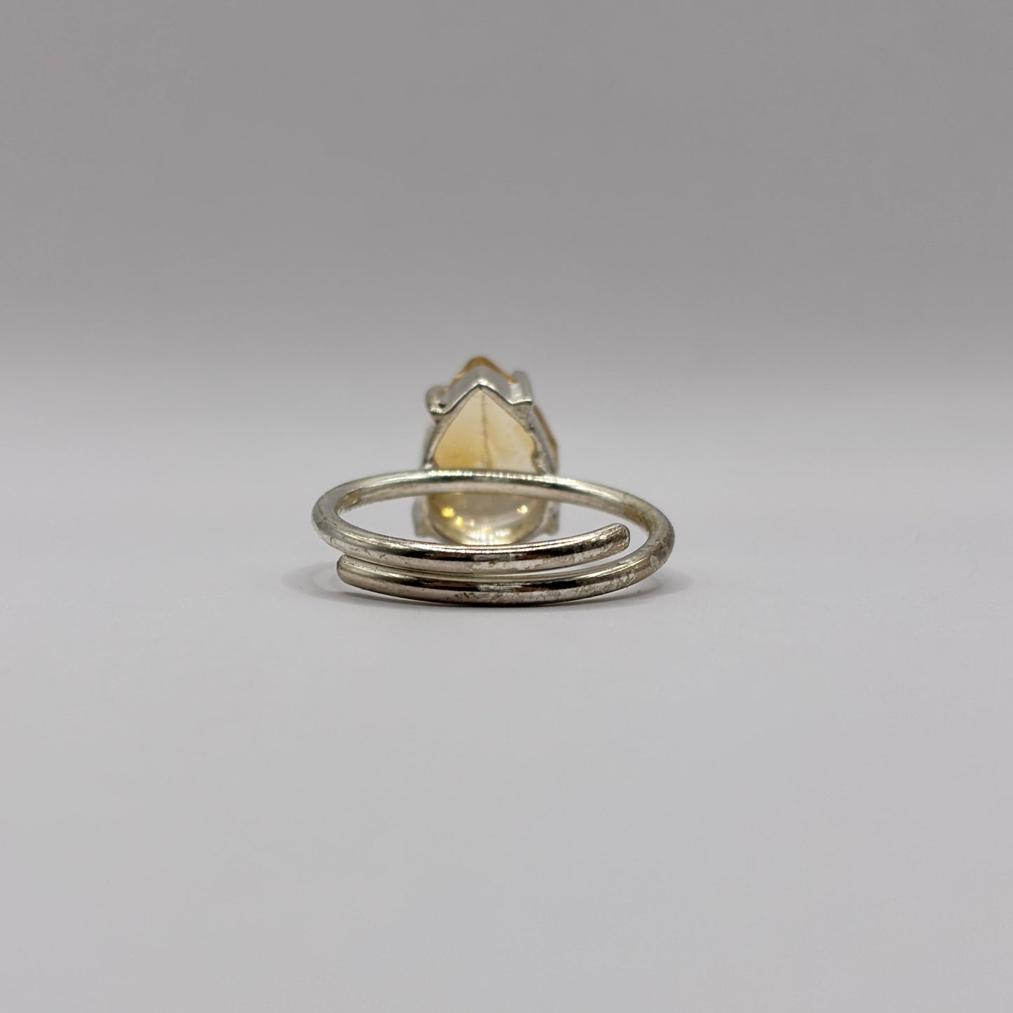 Adjustable Citrine German Silver Pear Shaped Ring