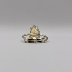 Adjustable Citrine German Silver Pear Shaped Ring