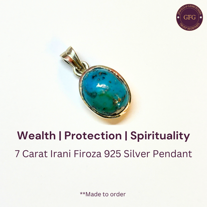 7 Carat Irani Firoza 925 Silver Pendant