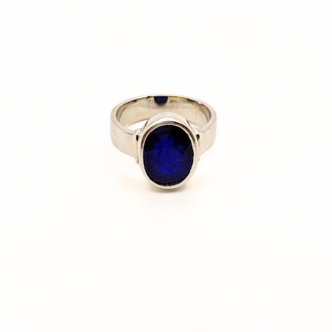 Neelam - Blue Sapphire (Burma Origin) Pure Silver Ring - Certified