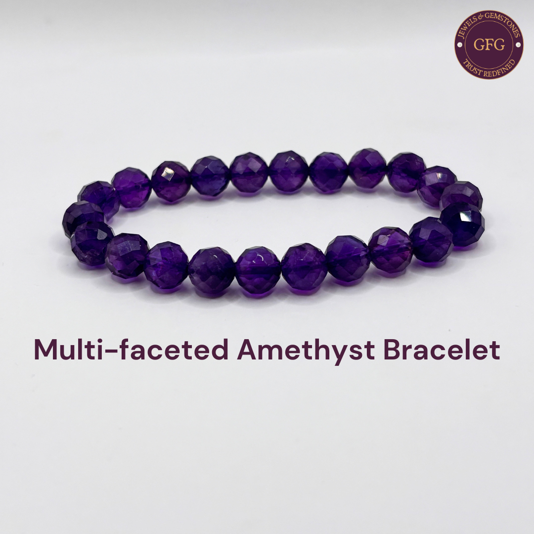 Multi-faceted Amethyst Bracelet- 8 mm