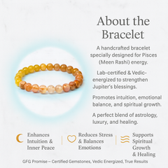 Pisces Zodiac Birthstone Crystal Bracelet- 8 mm- Meen Rashi Crystal Bracelet