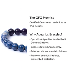 Aquarius Zodiac Birthstone Crystal Bracelet- 8 mm- Kumbh Rashi Crystal Bracelet