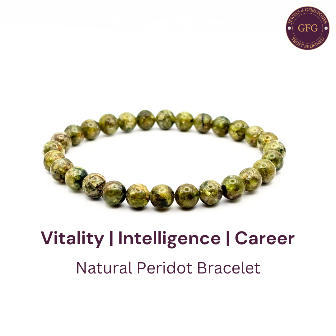 Vitality, Intelligence & Career-Natural Peridot Bracelet- 6 mm