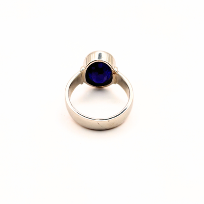 Neelam - Blue Sapphire (Burma Origin) Pure Silver Ring - Certified