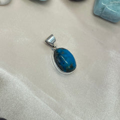 Natural & Lab-certified Irani Firoza/ Turquoise Pendant- OV 2