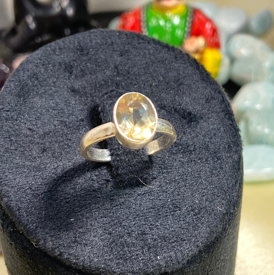 Adjustable Citrine Ring Pure Silver - Lab Certified