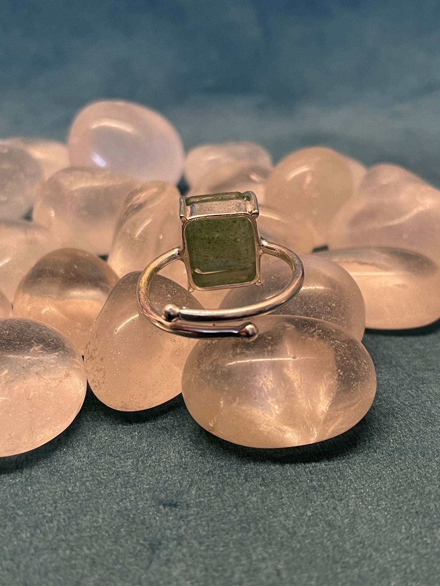 Green Aventurine German Silver Ring