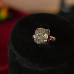 Pyrite Ring Original Natural Square Plain Adjustable