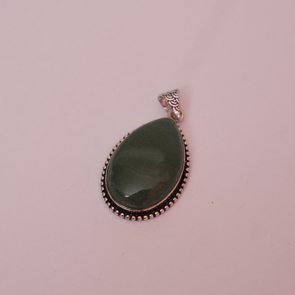 Jade Pendant- Oval Shape- Dotted Border