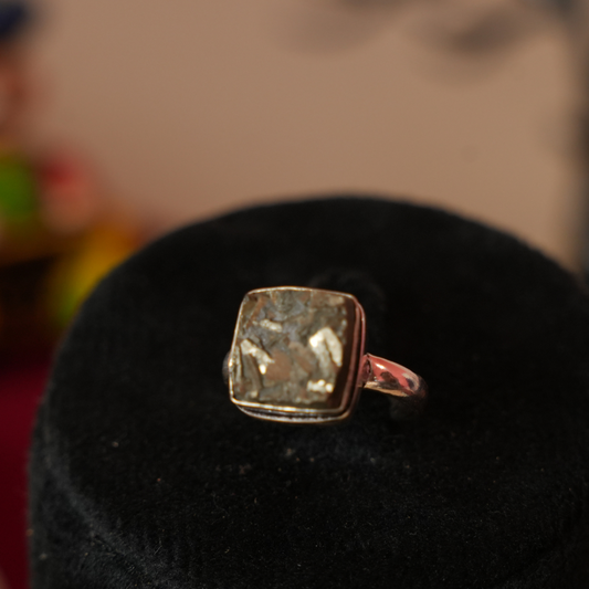 Pyrite Ring Original Natural Square Plain Adjustable