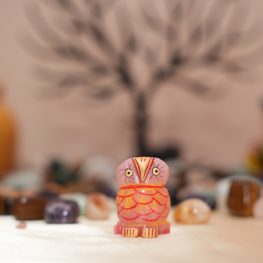 Rose Quartz Crystal Owl - Small for Home & Office