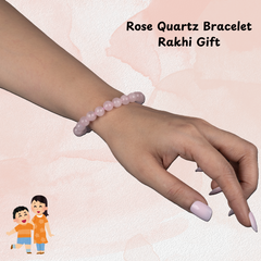 Raksha Bandhan Gift for Sister -  Rose Quartz Bracelet - 8mm
