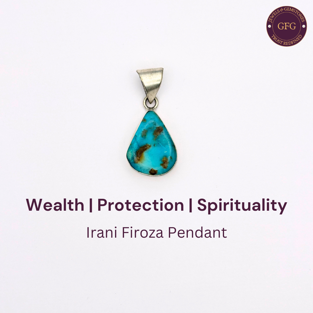 Natural & Lab-certified Irani Firoza/ Turquoise Pendant- IFP02