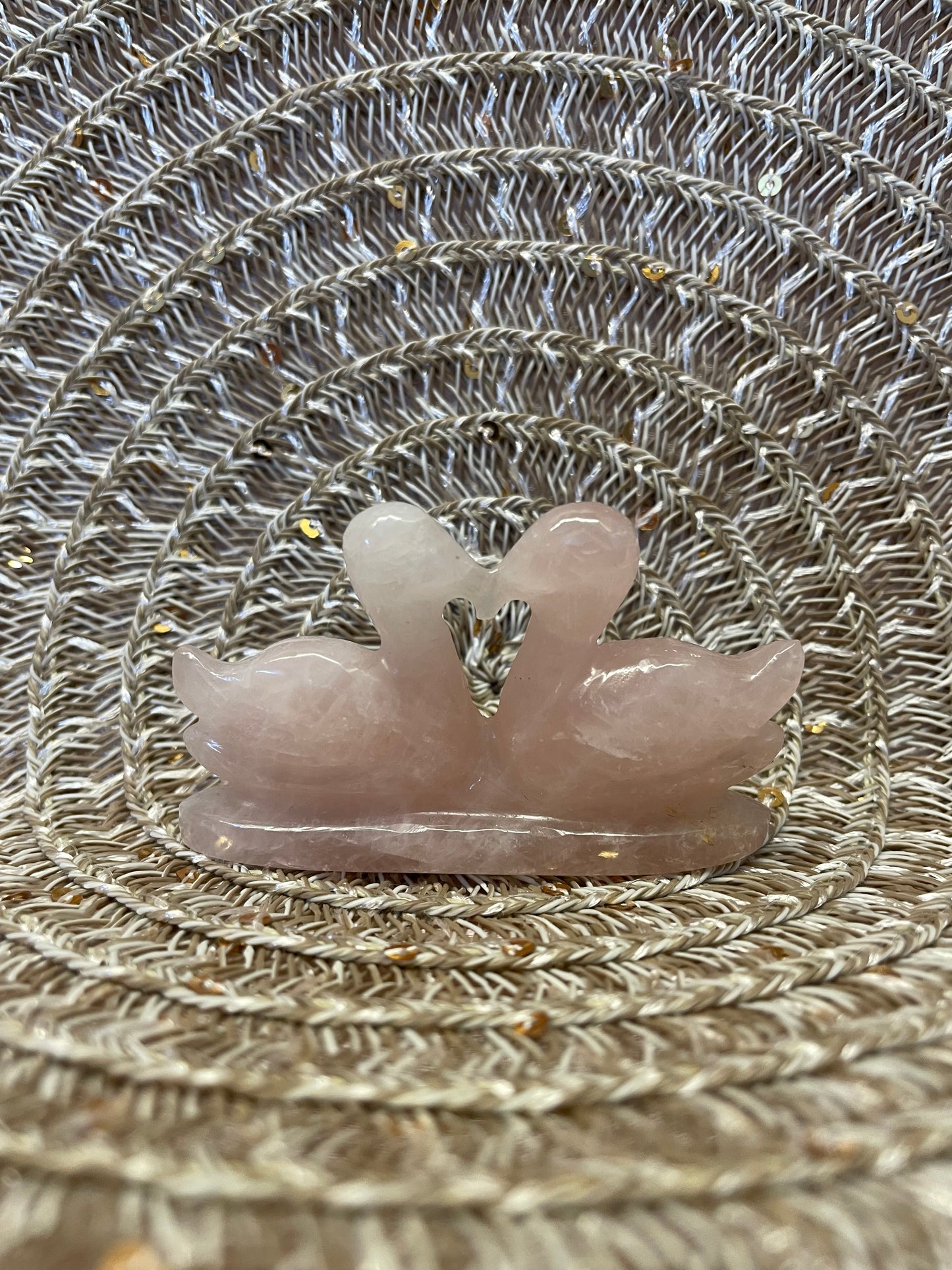 Rose quartz Love Swan Pair- 41.46 gm