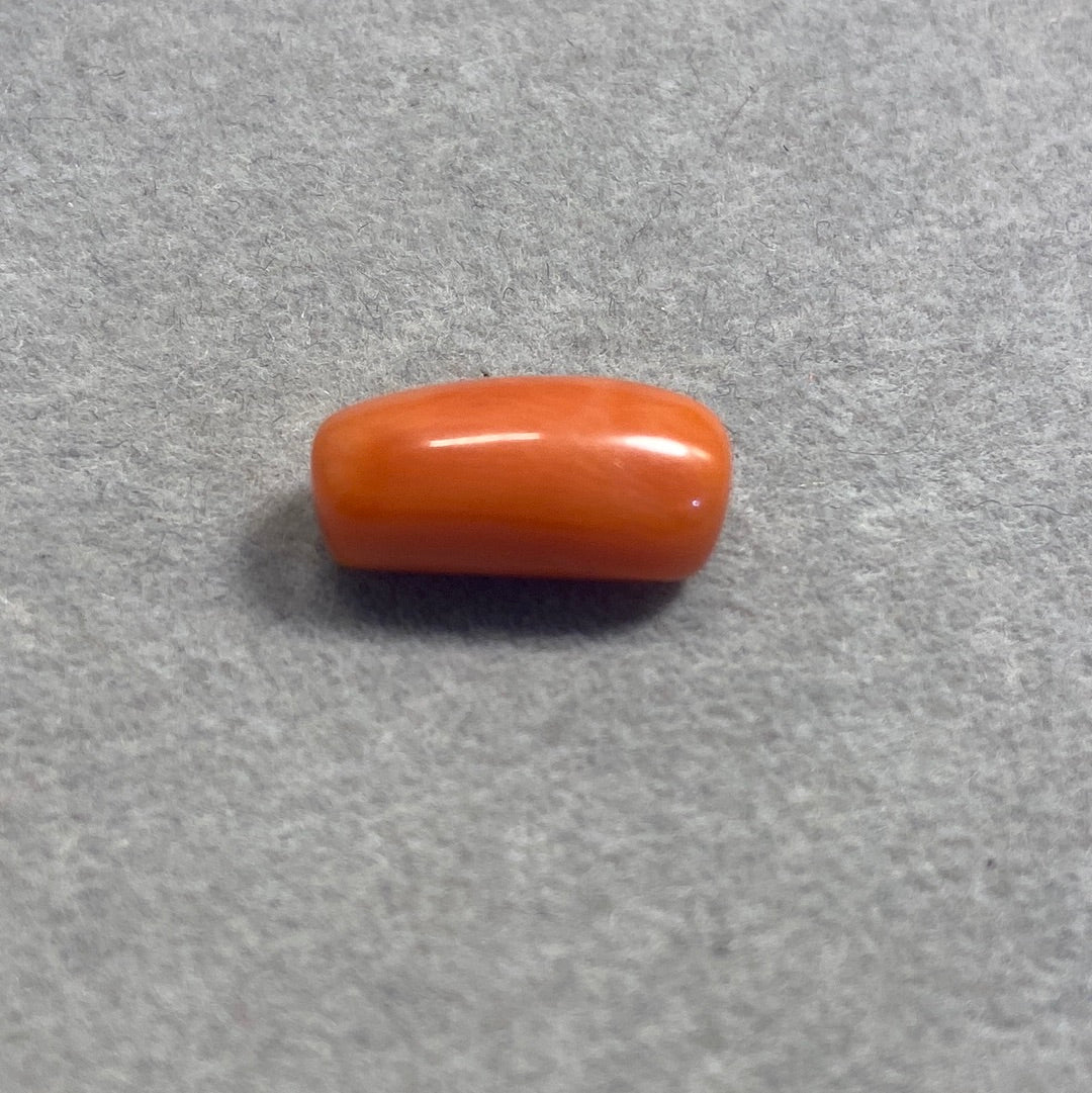 6.07 Carat Natural Red Coral Moonga Cylinder Shape - Lab Certified