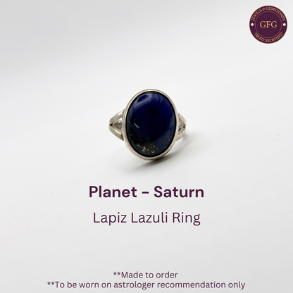 Lapis Lazuli - Natural - 7 - Carat - Pure Silver Ring - Lab Tested & Certified