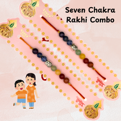 Seven Chakra Crystal Rakhi | Roli Chawal & Sweet | Pack of 2