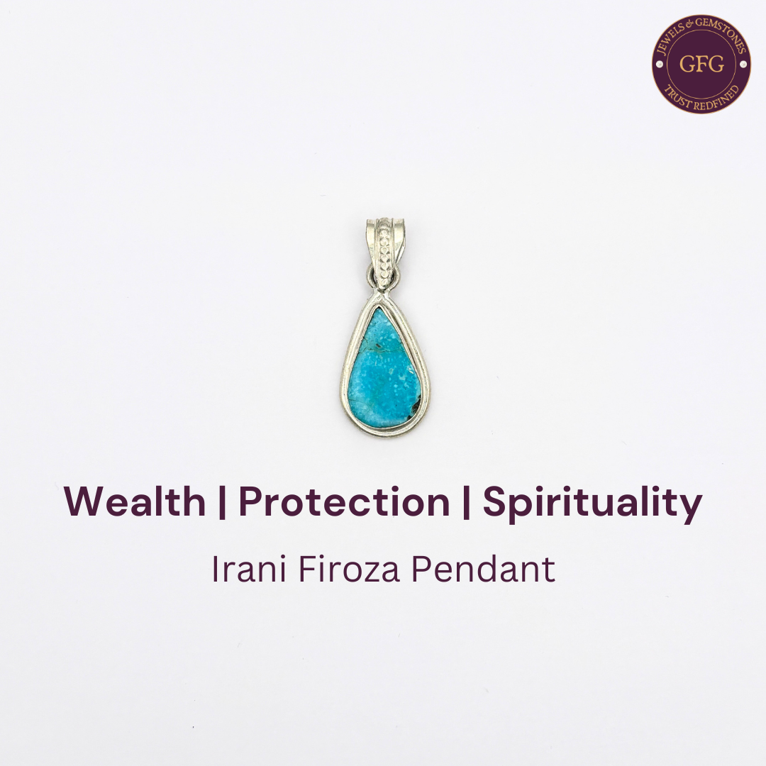 Natural & Lab-certified Irani Firoza/ Turquoise Pendant- IFP03