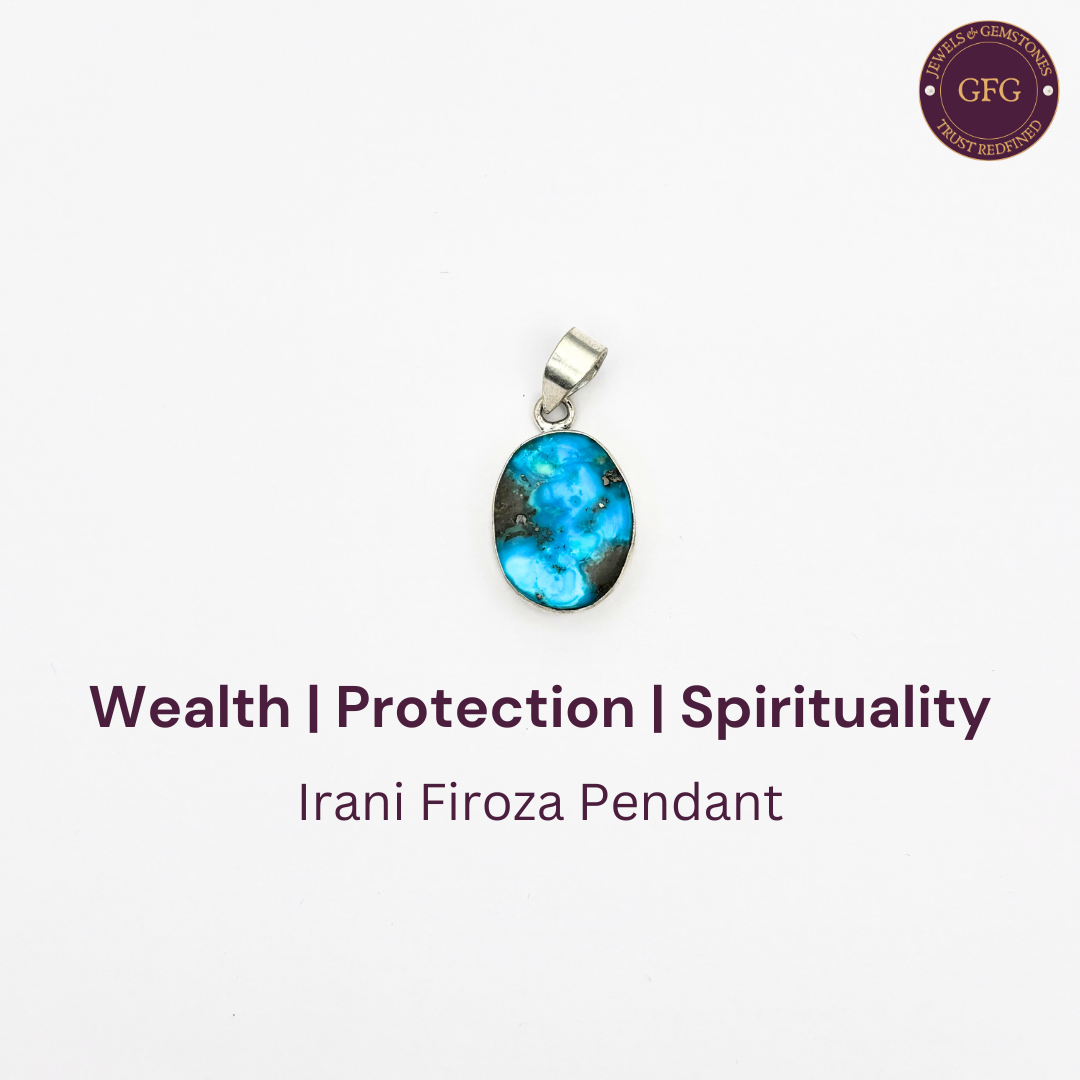 Natural & Lab-certified Irani Firoza/ Turquoise Pendant- IFP04