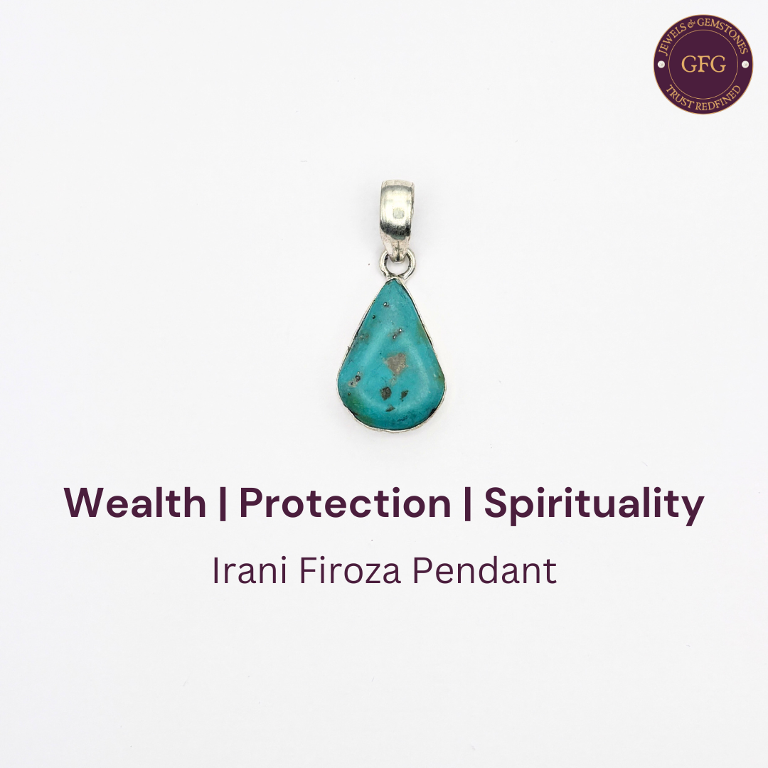 Natural & Lab-certified Irani Firoza/ Turquoise Pendant- IFP05