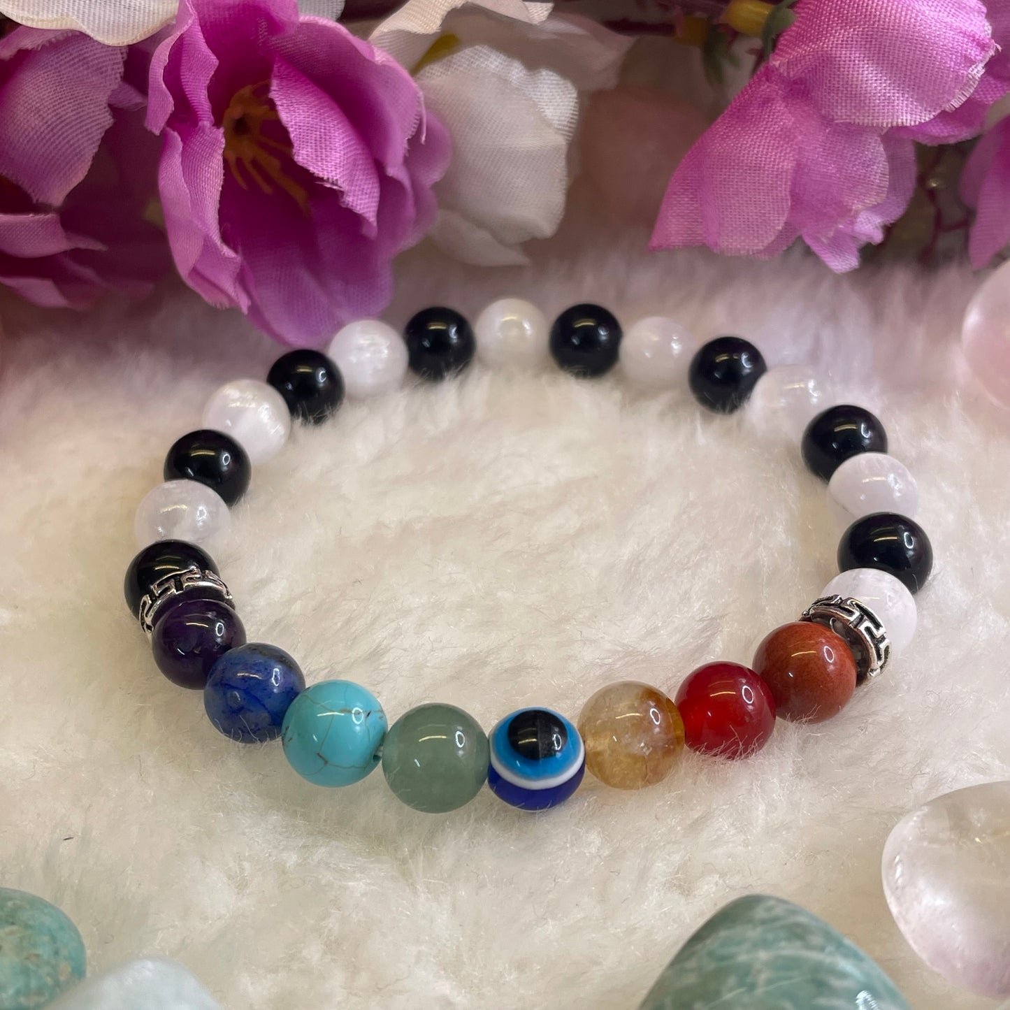 Seven Chakra - Tourmaline and Selenite Combo Bracelet - Natural