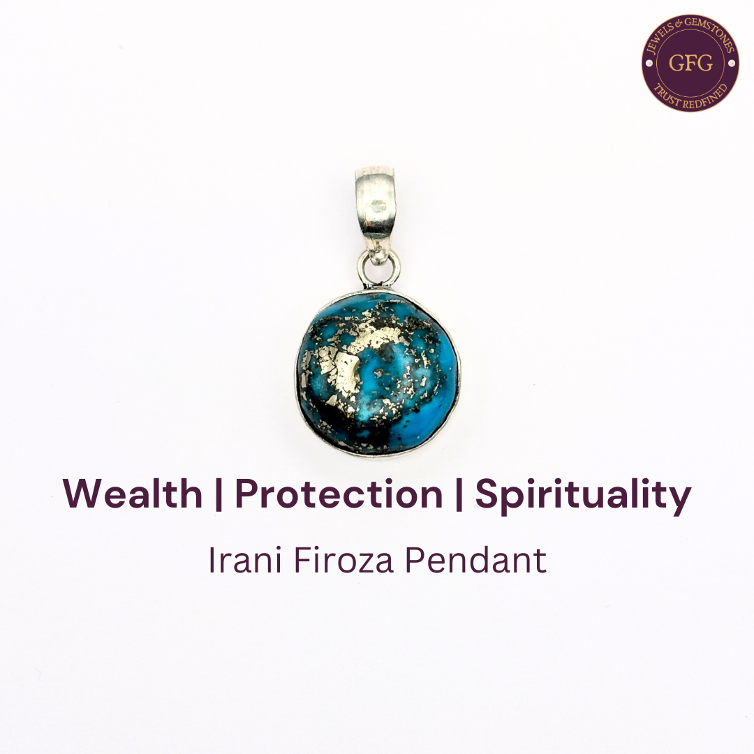 Natural & Lab-certified Irani Firoza/ Turquoise Pendant- IFP06