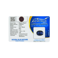 6.51 Carats Natural Blue Sapphire (Neelam) Stone - 09/08-47