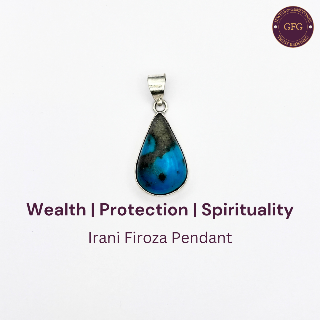 Natural & Lab-certified Irani Firoza/ Turquoise Pendant- IFP08