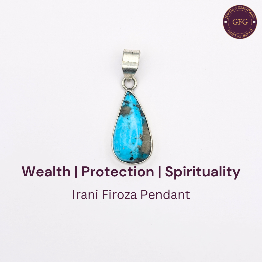 Natural & Lab-certified Irani Firoza/ Turquoise Pendant- IFP09