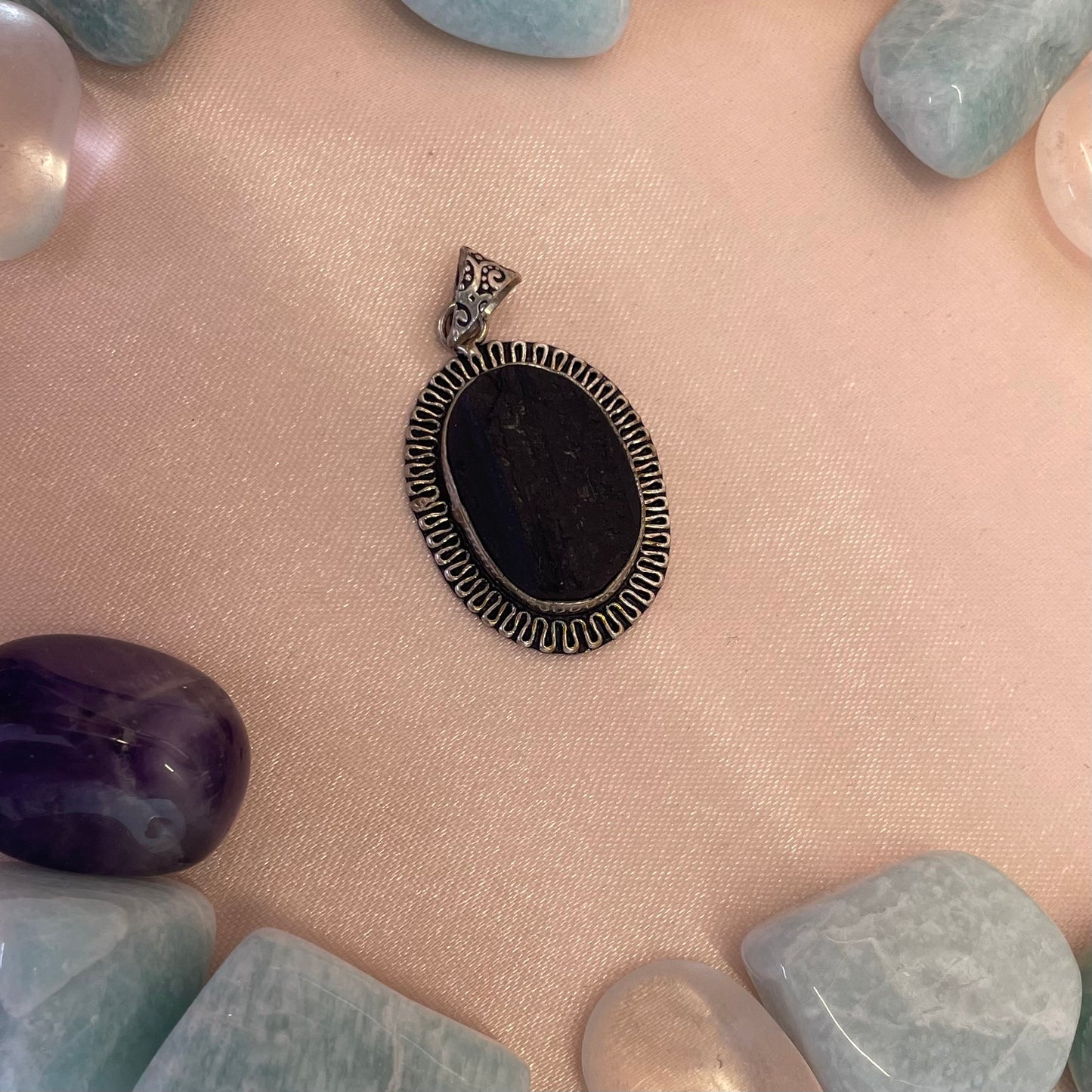 Oval Black Tourmaline Pendant